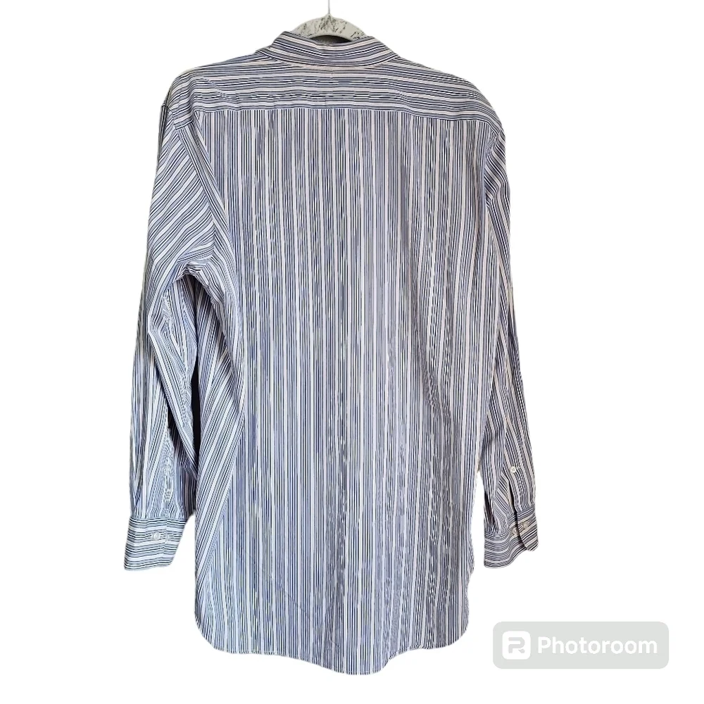 Polo Ralph Lauren classic fit dress shirt blue yellow strip long sleeve 16